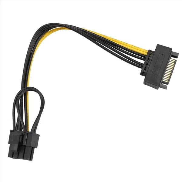15-контактный SATA-штекер на 8-контактный (6 + 2) Кабель питания PCI-E Кабель SATA Кабель с 15-контактным на 8-контактный кабель 18AWG Провод для графической карты (1 шт.)