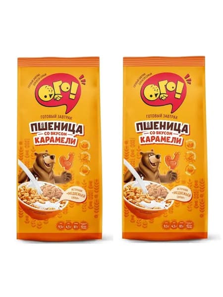 Ого! Готовый завтрак Воздушная пшеница со вкусом карамели, 150 гр, 2 уп