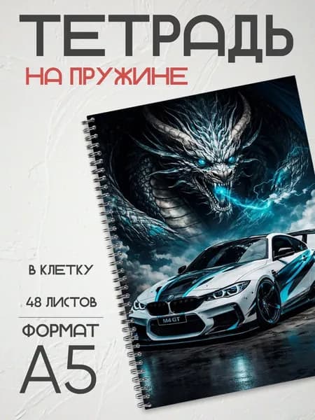 Тетрадь 48 листов в клетку на кольцах, блокнот А5