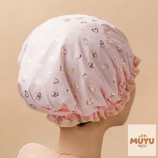 Шапочка для душа многоразовая ,двухслойная, женская, водонепроницаемая для душа, бани, сауны