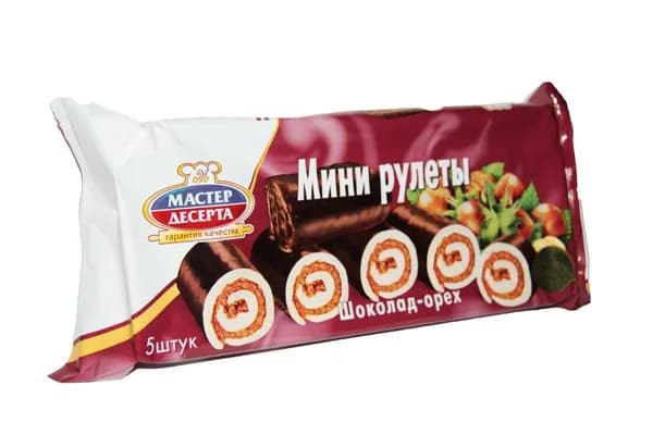 Мастер Десерта Мини рулеты с шоколадно ореховым кремом,175 г