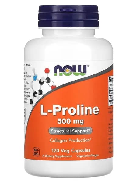 Пролин NOW Foods L-Proline 500 мг 120 вегетарианских капсул