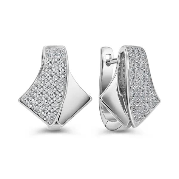 Серьги женские с фианитами серебро 925 пробы 585GOLD