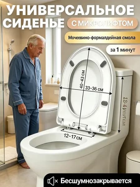 Сиденье-крышка для унитаза с микролифтом белое универсальное