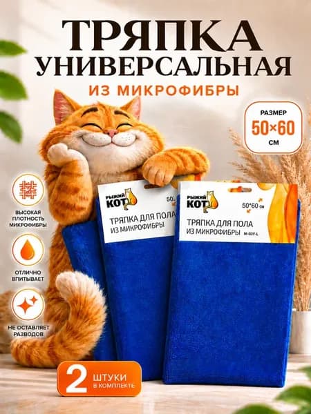 Тряпка для пола из микрофибры 50*60 см