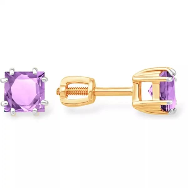 Золотые серьги 585, женские, с аметистом