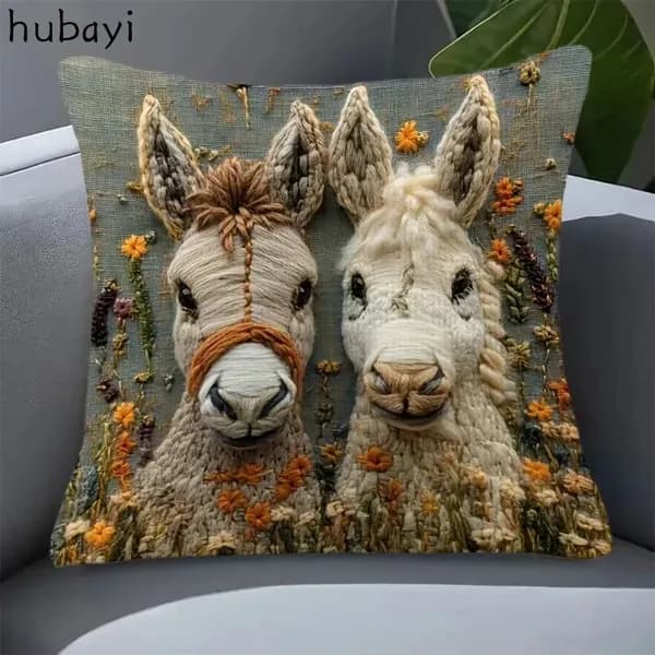 Наволочка 45x45 см 1 шт велюр искусственный, серый животные