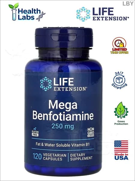Life Extension, капсулы бензилфосфорилтиамина, 250 мг, 120 капсул
