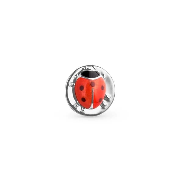Серебряный значок Божья коровка с красной эмалью H15020008-40