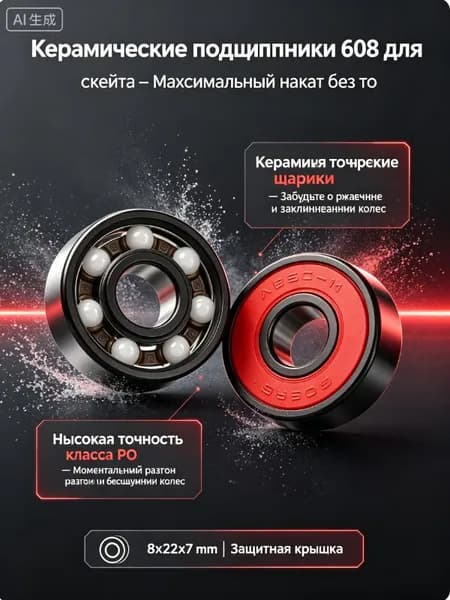 Подшипники для скейта и роликов, керамические шарики 608-P0 для трюкового самоката и лонгборда, скоростные износостойкие детали для ремонта самокатов и роликовых коньков.