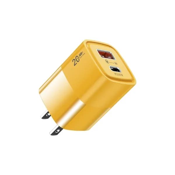 (1шт) Мини-зарядное устройство для мобильного телефона A + C20W с быстрой зарядкой-Американский стандарт-желтый