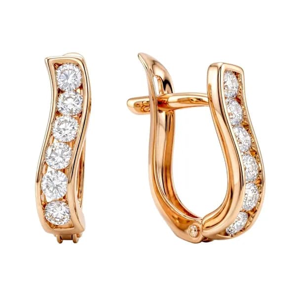 Серьги женские с фианитами из красного золота 375 пробы 585GOLD