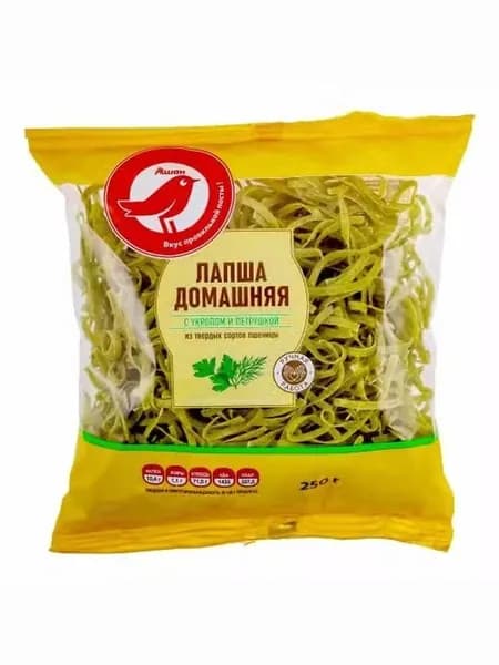 Макаронные изделия АШАН Красная птица Домашние Лапша с укропом-петрушкой 250 г