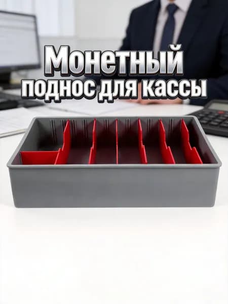 Кассетница пластиковая с пятью ячейками для хранения монет и купюр