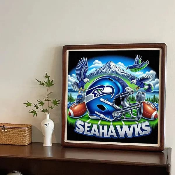 Диамантная картина Шлем команды Seattle Seahawks 40 40 см, DIY, смола