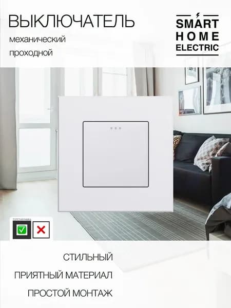Механический выключатель, проходной, рамка ABS, 1 пост (1кл.)