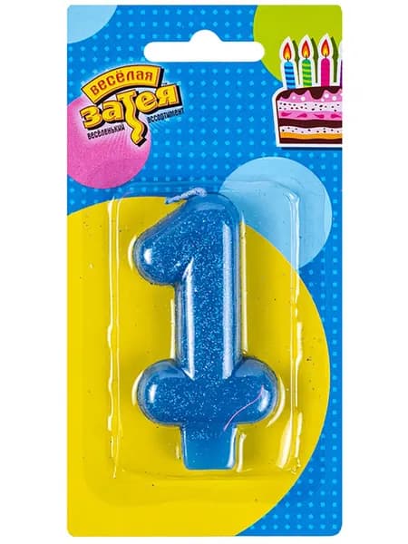 Riota Свечи для торта цифра 1, 7.6 см, 1 шт
