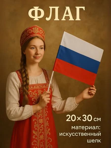 Флаг России "Триколор", 20х30 см, искусственный шёлк