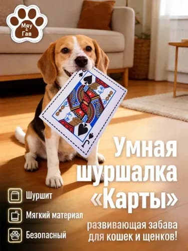 Шуршащая игрушка-карта для собак и кошек Валет-шуршалка антистресс, безопасно, хрустит как настоящая, 26.5 18 см