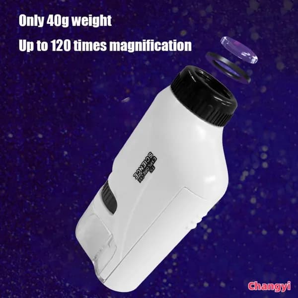 Мини-микроскоп карманный 60 120 крат, ручной, с LED-подсветкой и регулировкой фокуса