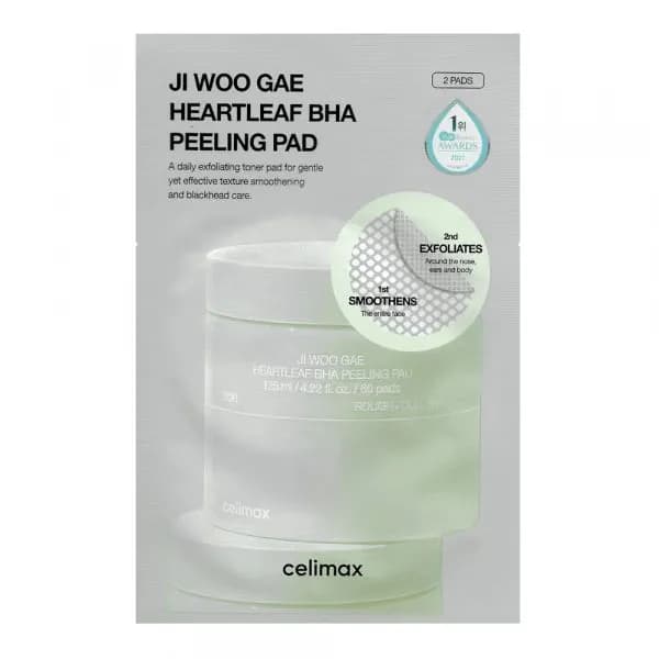 Celimax Тонизирующие пилинг-пэды для лица с экстрактом хауттюйнии Ji Woo Gae Heartleaf BHA Peeling Pad (4,4 мл)