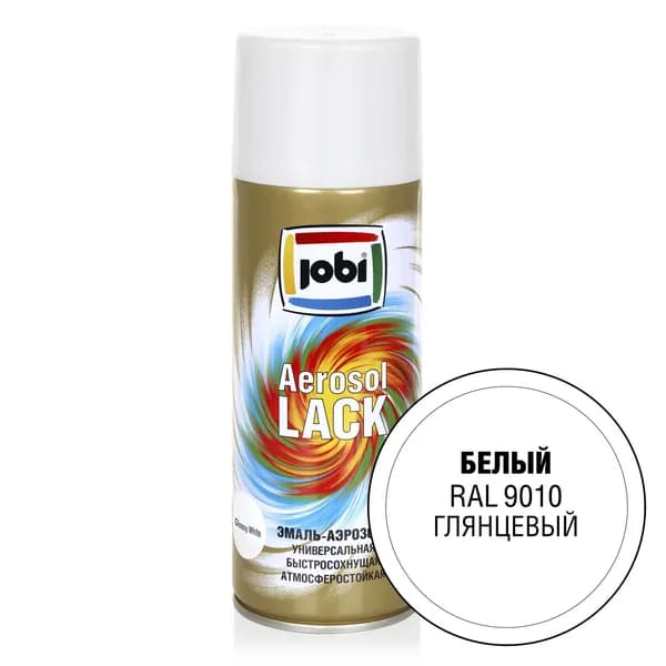 JOBI Эмаль аэрозольная глянцевая белая RAL 9010 (520мл / 270гр)