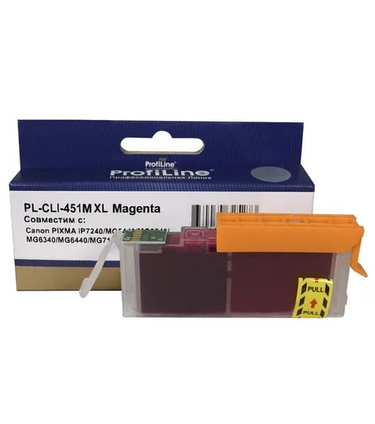 Картридж для струйного принтера CLI-451 XL ProfiLine для Canon PIXMA iP7240/MG5440/MG5540/MG6340/MG6440 и др., увеличенной емкости, цвет пурпурный