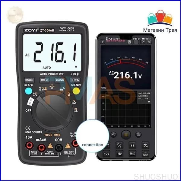 Премиумдетектор утечки ZT300AB от ZOYI, оснащенный Bluetooth