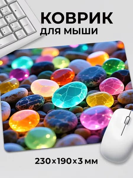 Коврик для мышки Цветной Камушки Разноцветный голубой галька