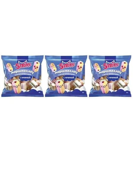 Strike Маршмеллоу Jam со вкусом черники и дыни, 90 гр, 3 уп