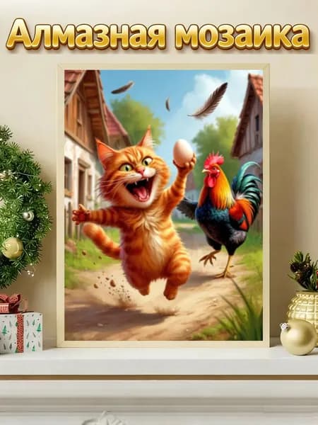 Алмазная мозаика 30x40 см, без рамки, набор для творчества, сюжет Озорные котята