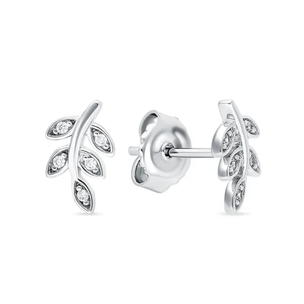 Серьги женские с фианитами серебро 925 пробы 585GOLD