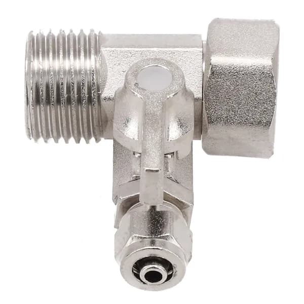 Переходник RO для питательной Воды от 1/2"до 1/4" с запорным Шаровым Краном, Тройник B