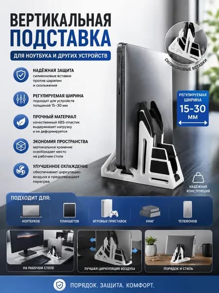 Вертикальная стойка-держатель для игрового ноутбука: компактное вертикальное хранение.