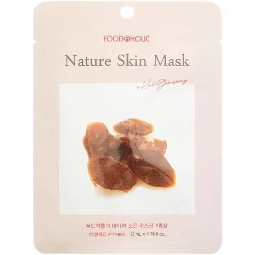 FOODAHOLIC NATURE SKIN MASK #RED GINSENG Тканевая маска для лица с экстрактом красного женьшеня 25г