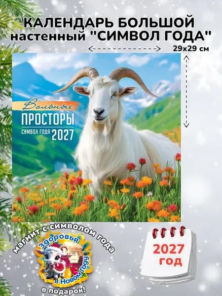 Календарь 2027 настенный скрепка символ года Коза (Овца)