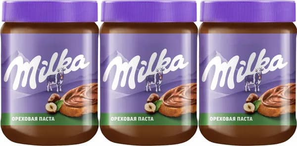 Паста Milka шоколадно-ореховая, комплект: 3 упаковки по 350 г