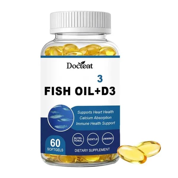 Капсулы Docteat Fish Oil+D3, 60 шт., для поддержки иммунитета и сердца, с витамином D3