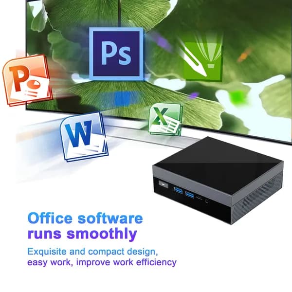 Мини-ПК Intel Celeron N5095 (Intel Celeron N5095, RAM 16 ГБ, SSD 512 ГБ, Intel Graphics, Windows 11 Pro), черный