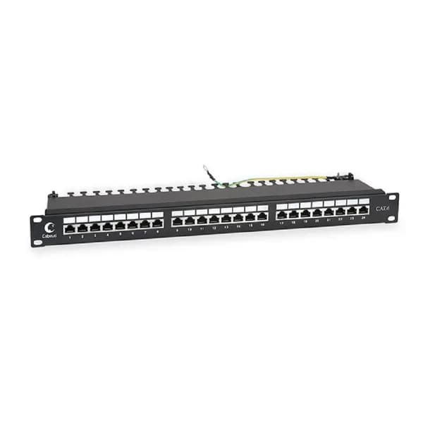Cabeus Аксессуары к монтажным шкафам PL - 24 - Cat.6 - SH - Dual IDC Патч - панель 19" 1U , 24 порта RJ - 45, категория 6, полностью экранированная, с задним кабельным организатором
