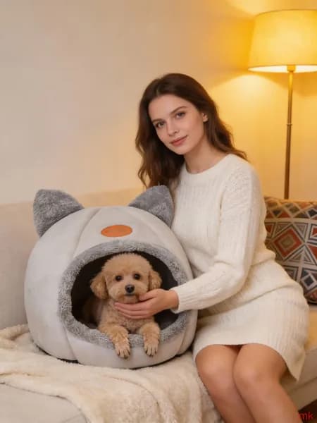 410X410X390MM Домик для домашних животных, будка для кошек и собак, удобный и прочный домик в форме кошки, не развалится, подходит для всех сезонов.(410*410*390MM)