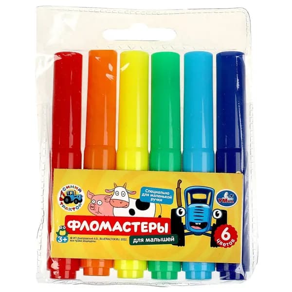 Фломастеры Синий трактор ТМ Умка 6 цветов
