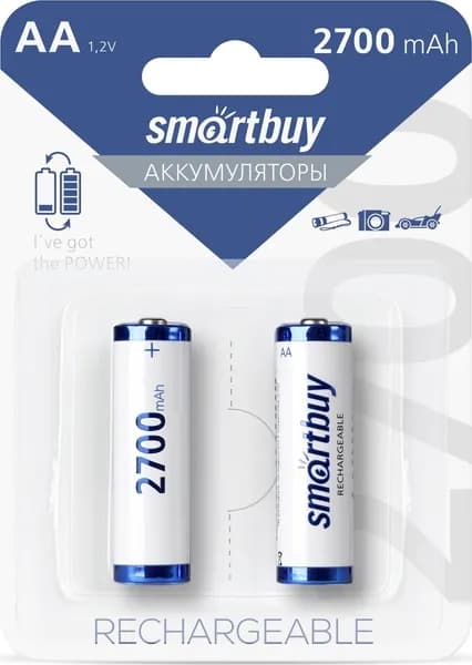 SmartBuy SBBR-2A02BL2700 AA 2 шт Аккумуляторная батарейка, 1.20V, 2700 mah