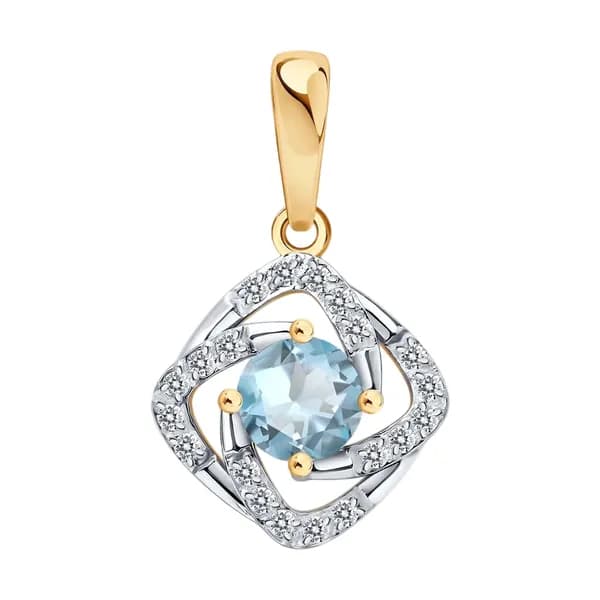 Золотая подвеска DIAMANT-ONLINE с топазом и фианитом 585 пробы