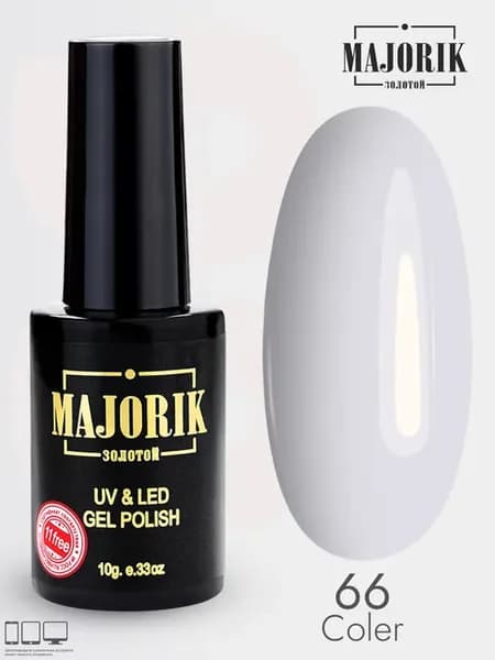 Гель лак для ногтей белый с сиреневым подтоном Coler 66