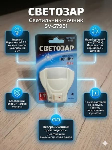 Светозар Настенный светильник, 1 Вт