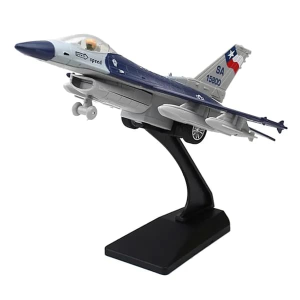 Модель истребителя F-16 в масштабе 1:100, литье под давлением, синий, с подставкой, коллекционная модель самолета