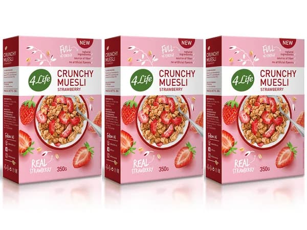 Хрустящие клубничные мюсли 4Life Crunchy Muesli Strawberry, Чехия, 350г х 3шт. Чехия