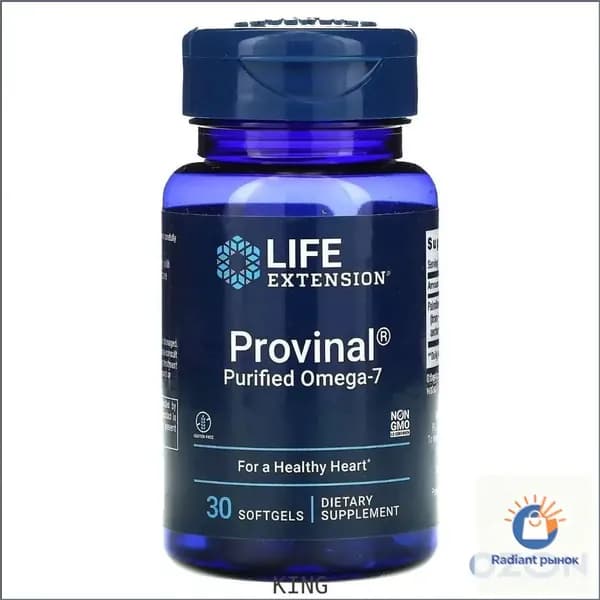 Life Extension, Provinal, очищенная форма омега-7, 30 капсул KING