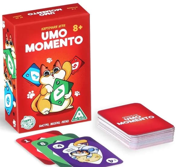 Карточная настольная игра-стратегия "UMO MOMENTO" на реакцию и внимание, 70 карт